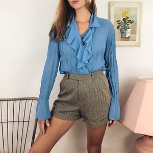 FINAL PRICE DROP Crinkled Ruffled Periwinkle Top